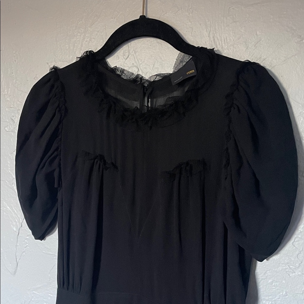 Fendi Black Whimsigoth Dark Academia Witchy Goth Romantic Romantasy Bubble Dress - Picture 13 of 15